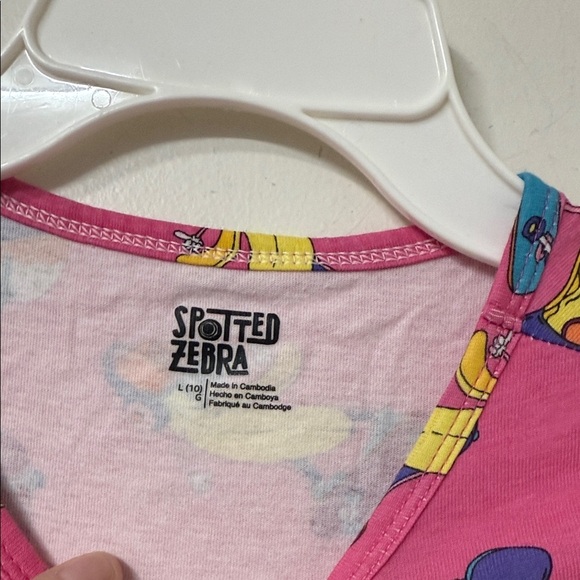 Vibrant Pink Kids Dress with Cartoon Print - Picture 2 of 2